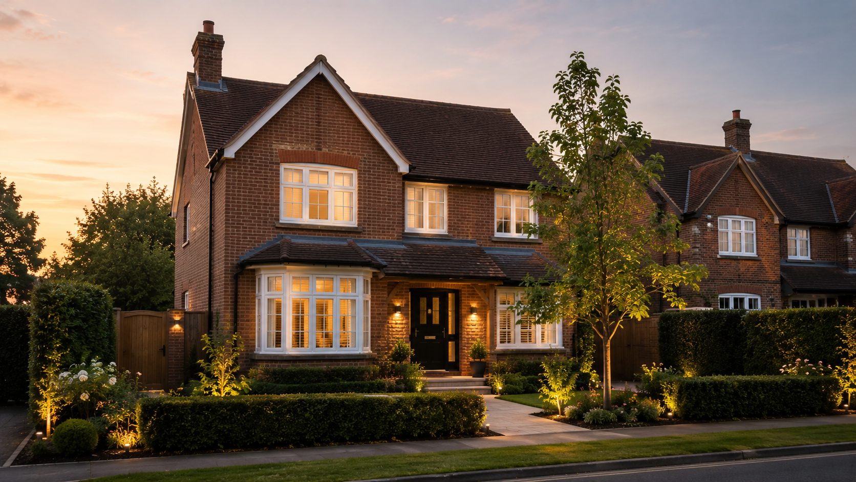 AI redesigned house exterior with new paint and landscaping